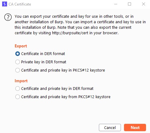 certificate export